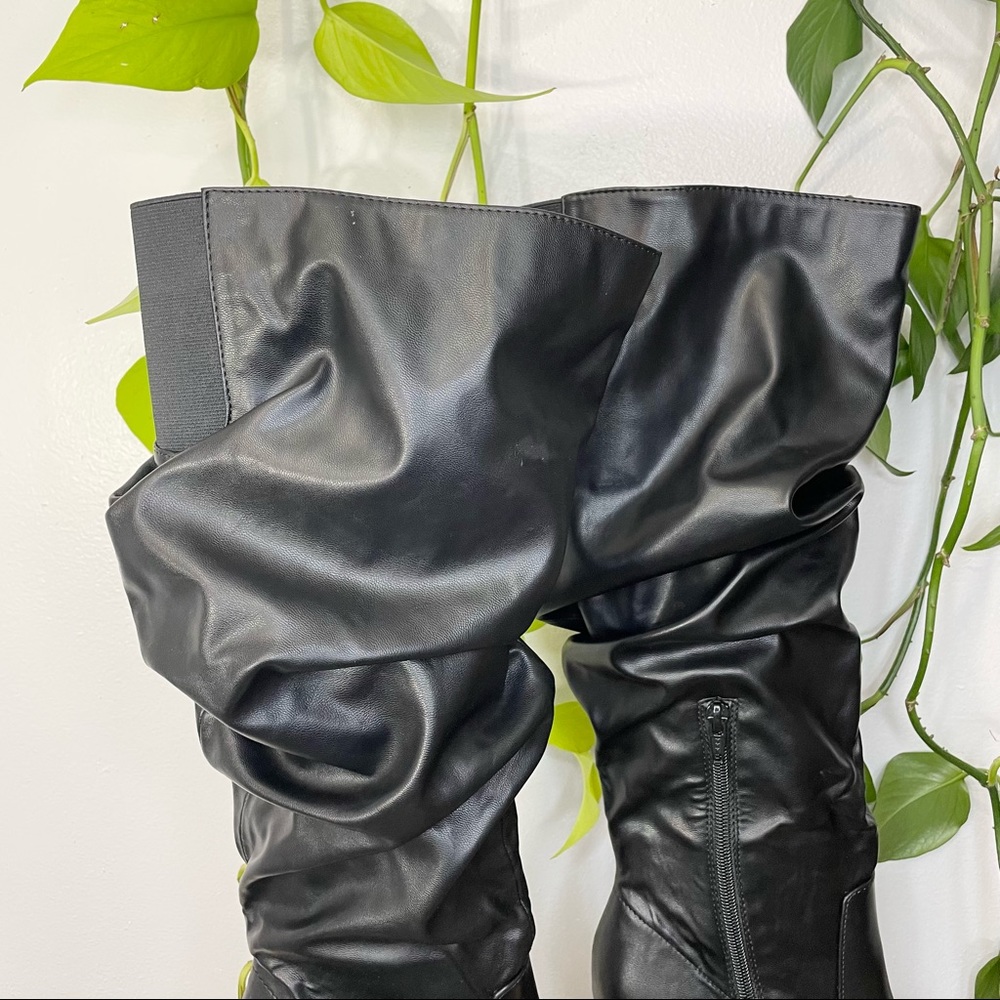 NWT 9.5 Simply Vera Vera knee high black w/ chunk heel faux leather boots - Picture 6 of 10